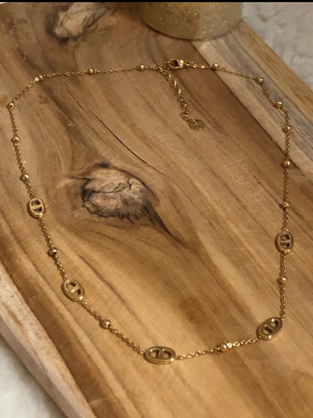 Collier mailles marine Dynastie en acier inoxydable
