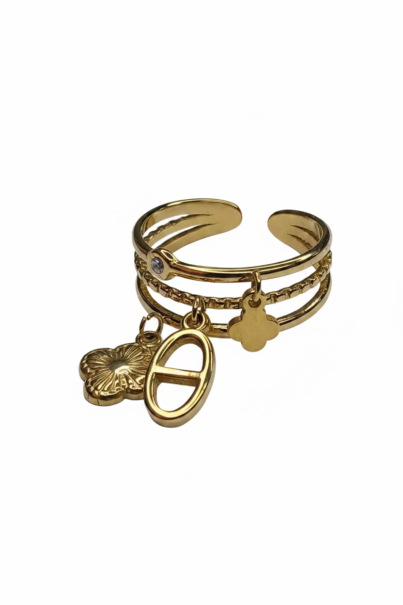 Bague YSÉ ajustable mailles marine tendance