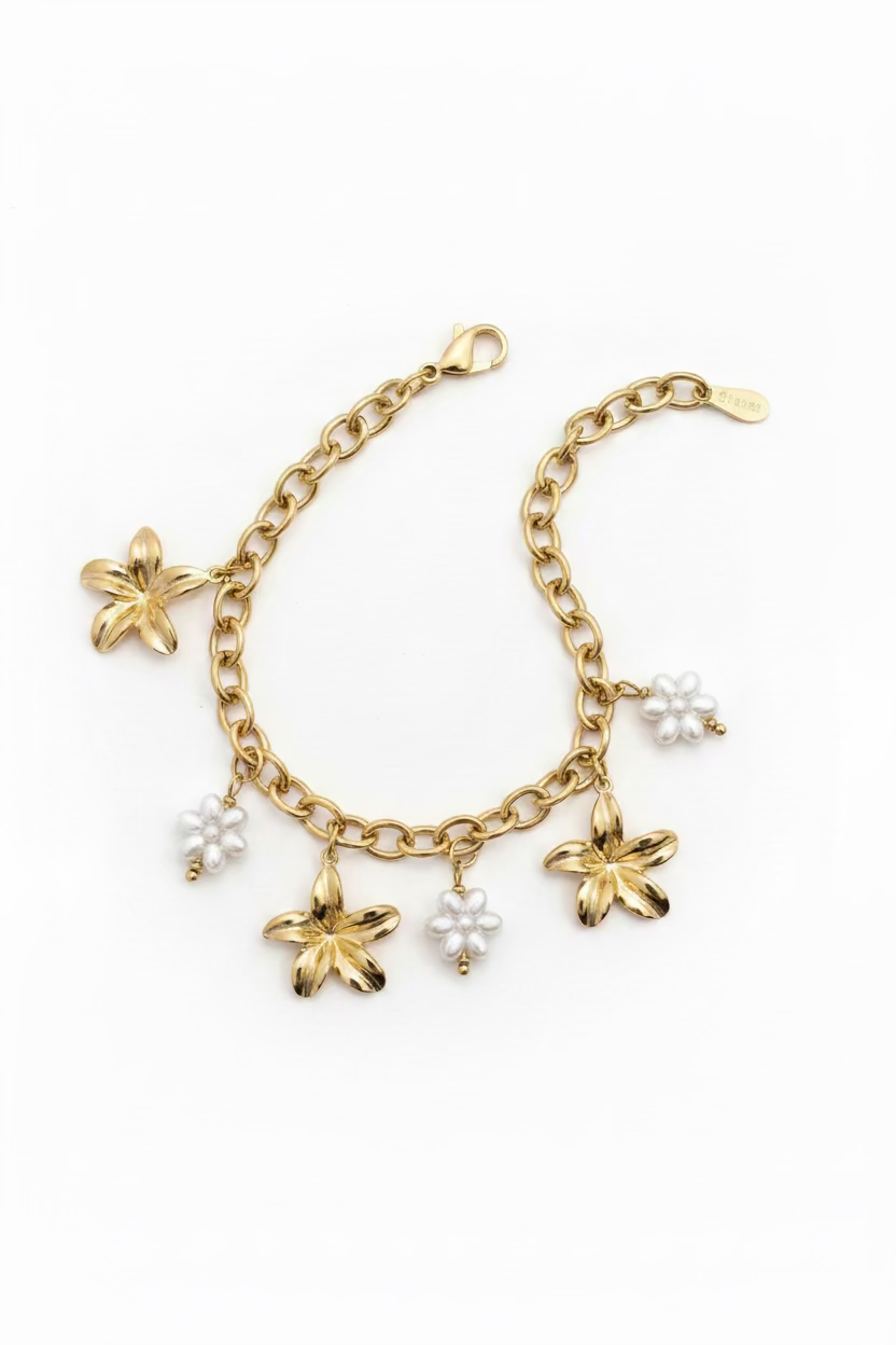 Bracelet breloques LYS en acier inoxydable