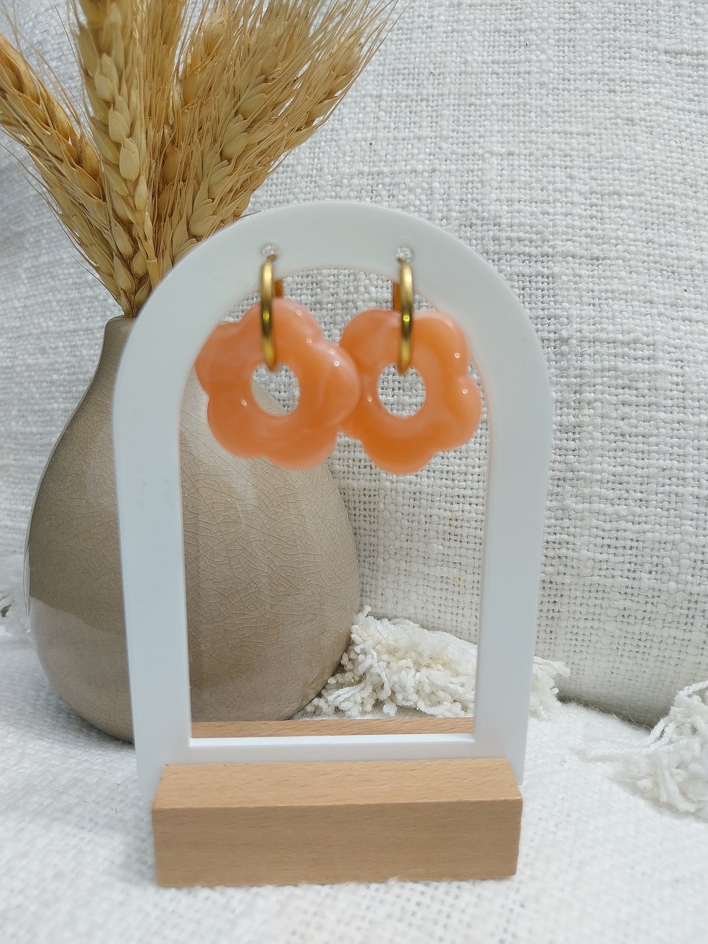 Boucles d'oreilles Bloom corails en acier inoxydable anneaux: 1.5 cm couleur dorée