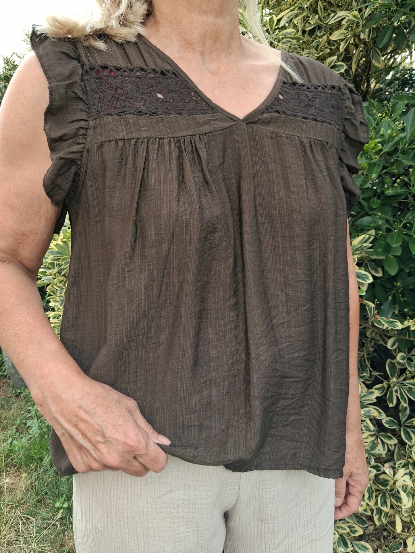 Top/blouse marron taille unique