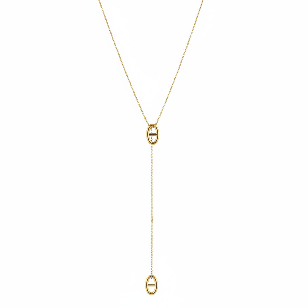 Collier Y mailles marine coulissant Rosa