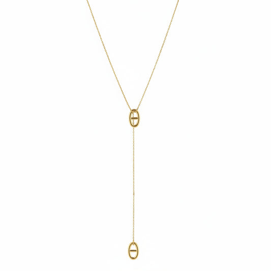 Collier Y mailles marine coulissant Rosa