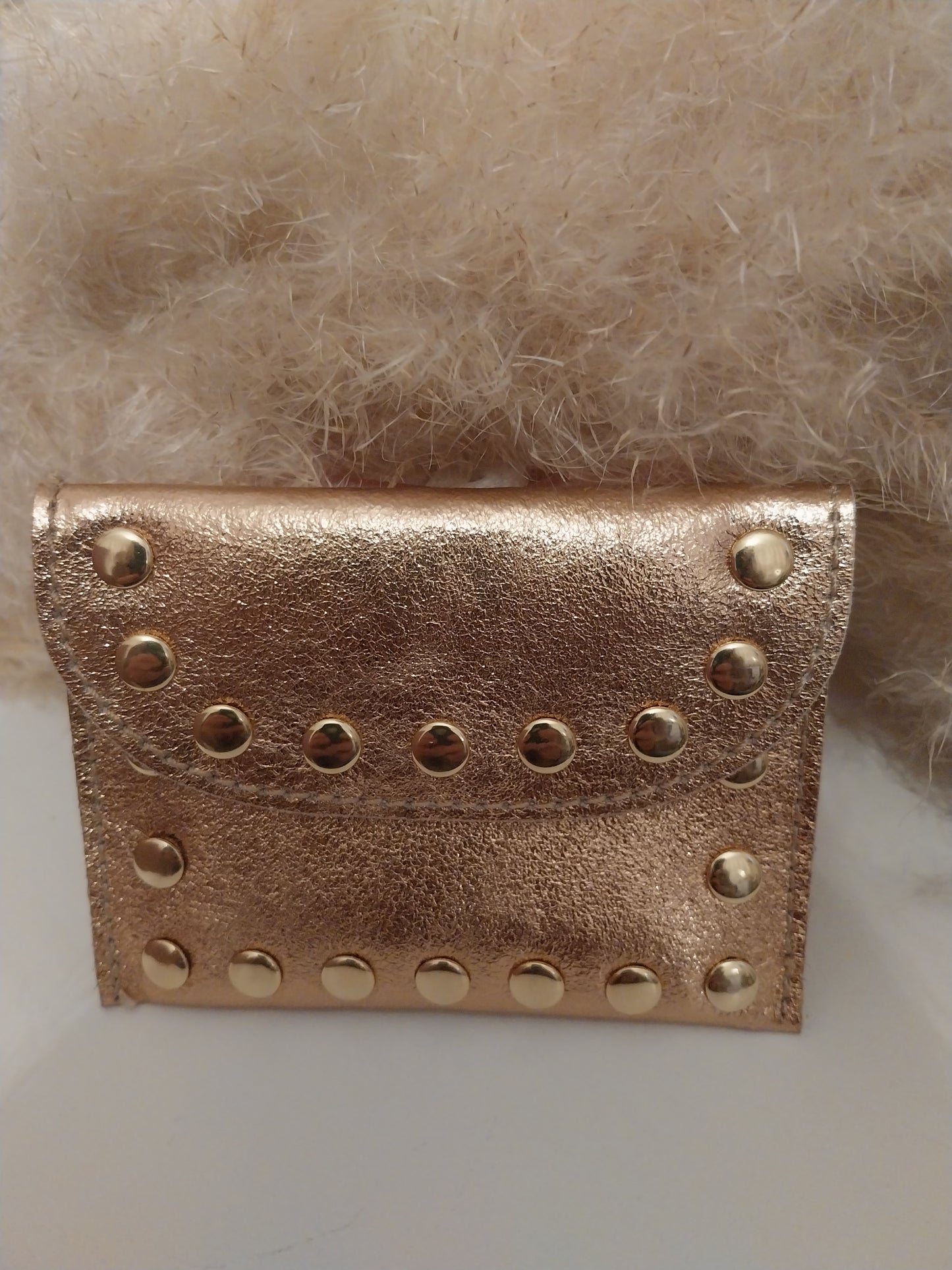 Porte carte rose cuivré 100% cuir made in 🇮🇹