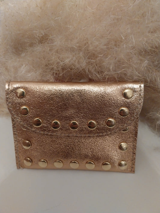 Porte carte rose cuivré 100% cuir made in 🇮🇹
