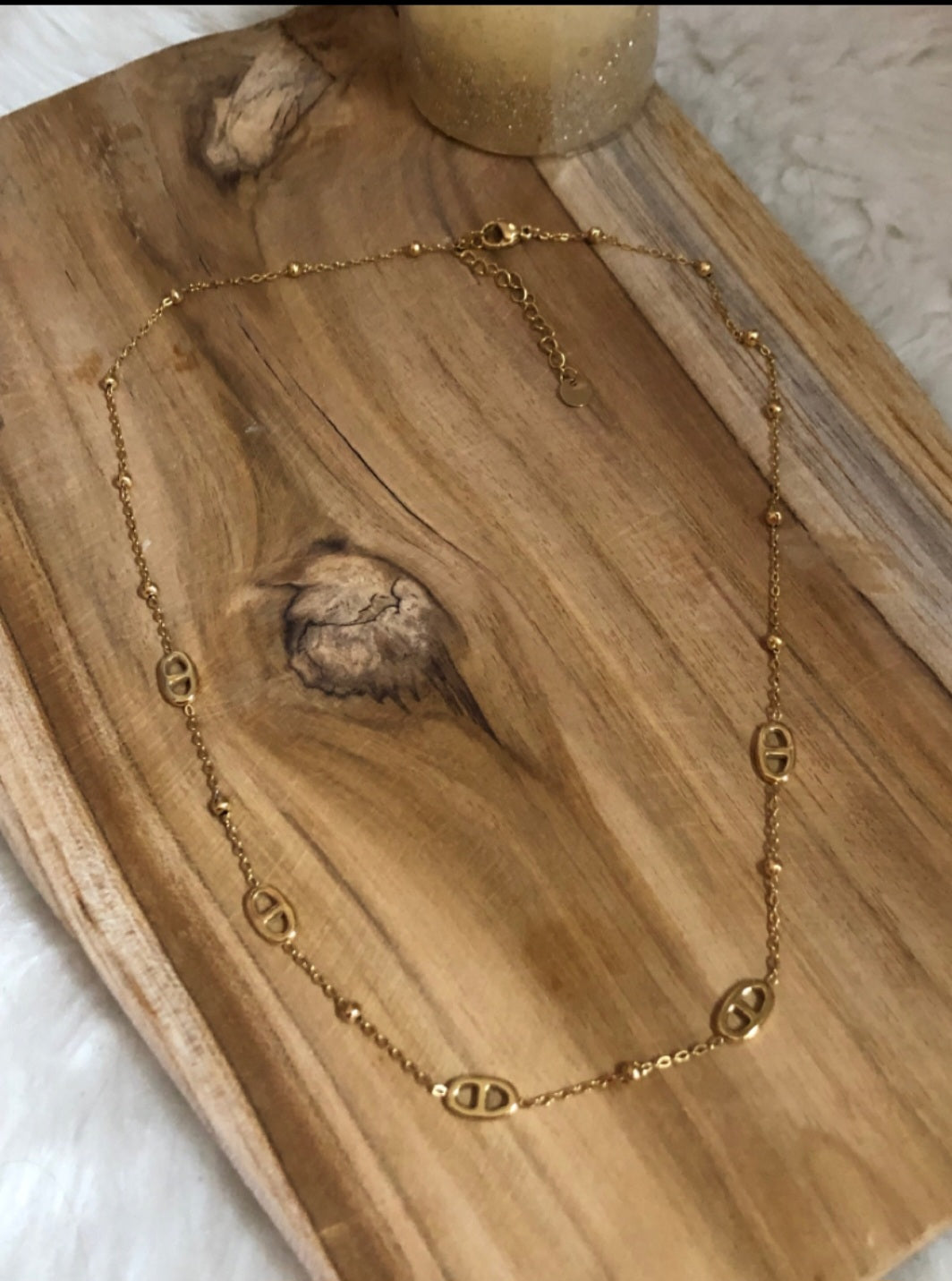 Collier mailles marine Dynastie en acier inoxydable