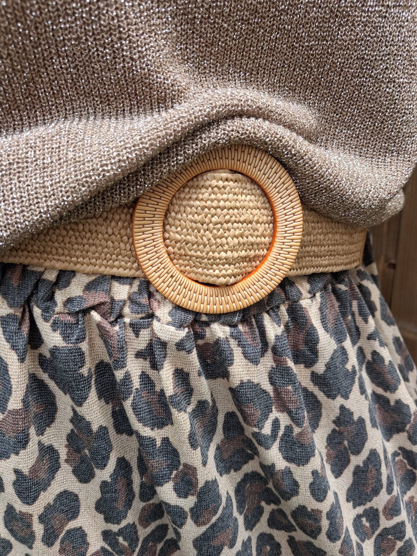 Jupe leopard en lurex ceinture inclue