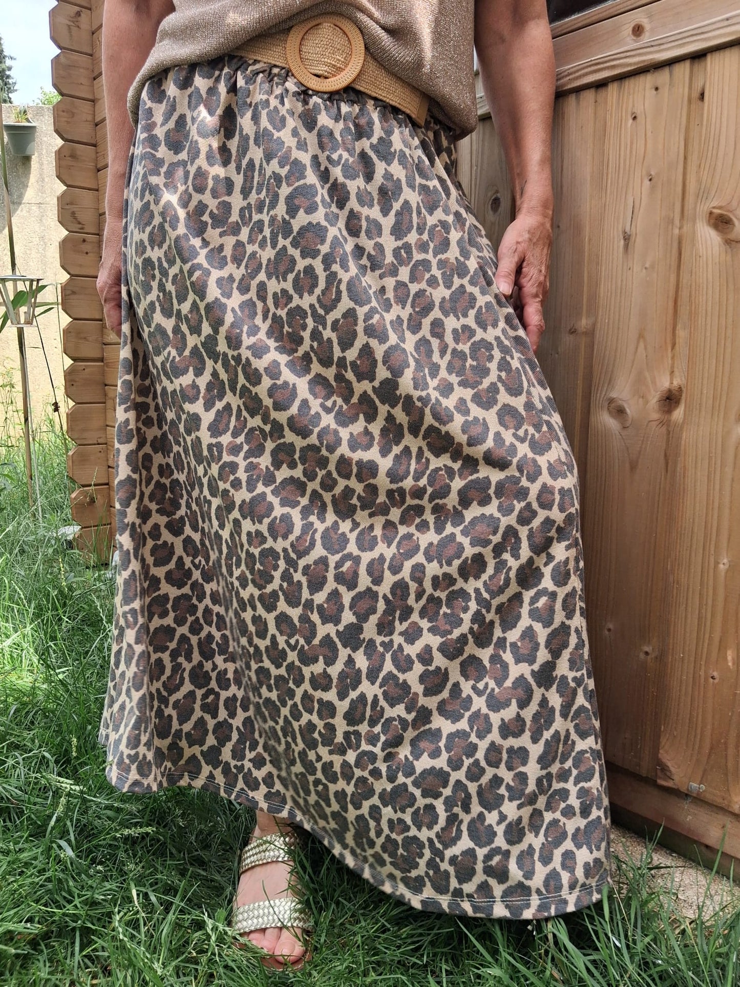 Jupe leopard en lurex ceinture inclue