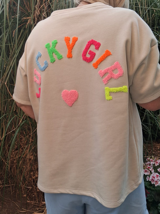 Tee shirt sweat "lucky girl"