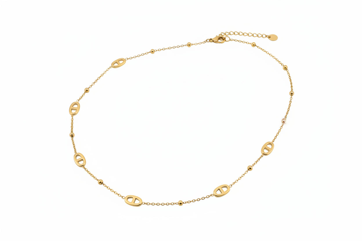 Collier mailles marine Dynastie en acier inoxydable