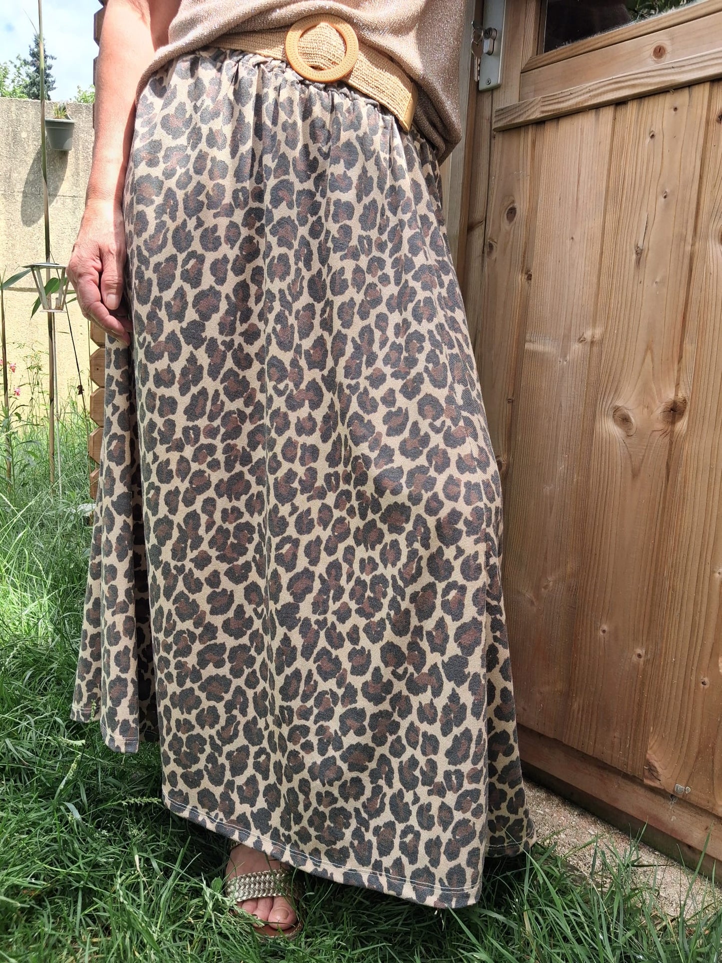 Jupe leopard en lurex ceinture inclue